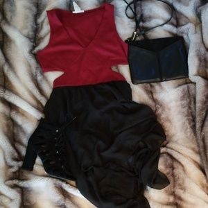 Burgundy & Black Maxi Dress